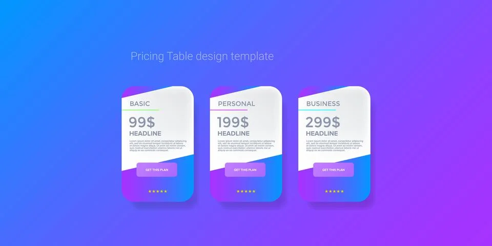 Price table concept vector design template. Pricing or subscription plan ui web イラスト素材
