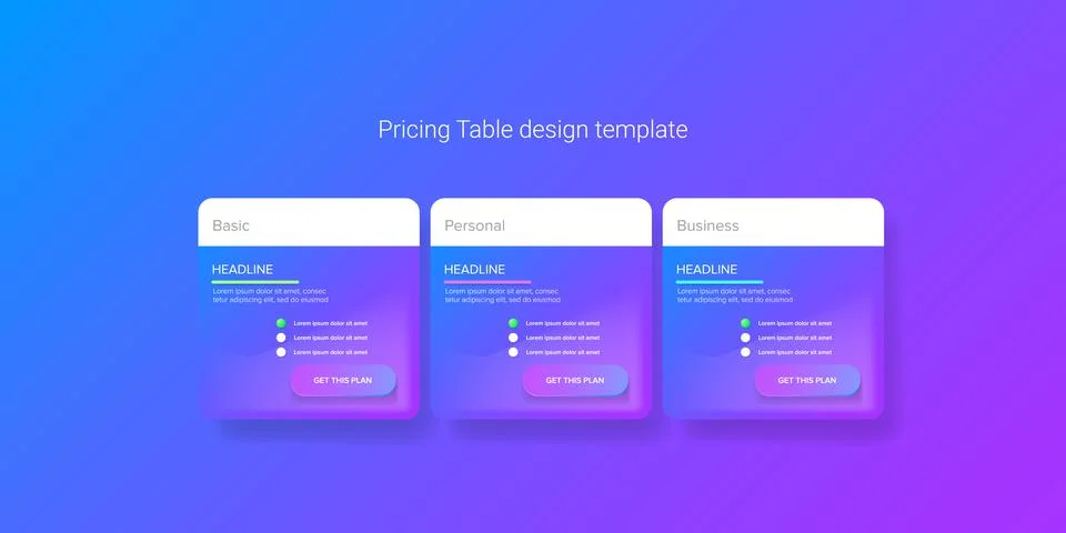 Price table concept vector design template. Pricing or subscription plan ui web イラスト素材