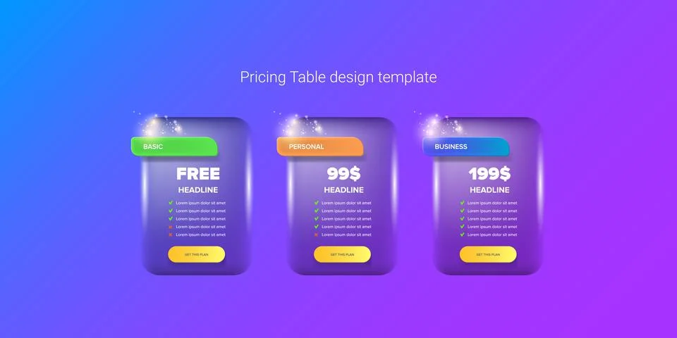 Price table concept vector design template. Pricing or subscription plan ui web イラスト素材