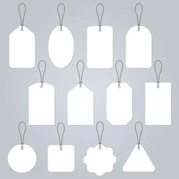 Price tag blank set. Empty string labels for sale, gift, promotion.  Stock Illustration
