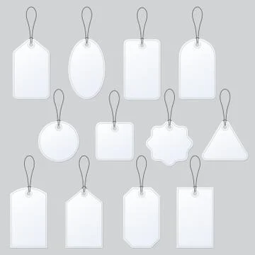 Price tag blank set. Empty string labels for sale, gift, promotion. Stock Illustration
