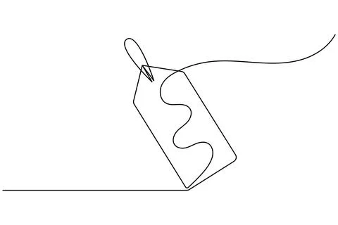 Price tag continuous one line drawing and minimalist Stock Illustration