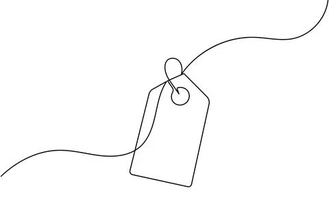 Price tag continuous one line drawing Illustrazione stock