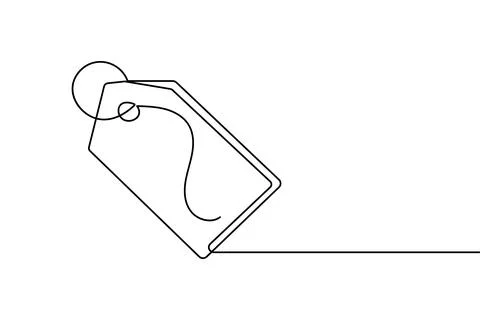 Price tag continuous one line drawing and minimalist style Stock Illustration