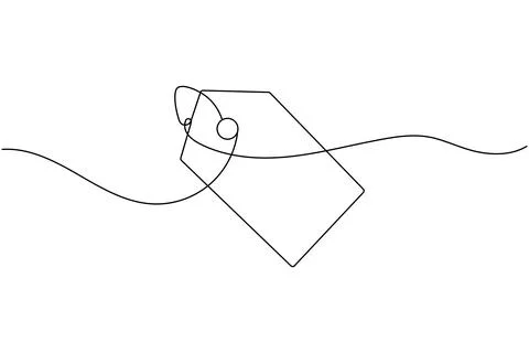 Price tag continuous one line drawing minimalist style isolate outline unique Stock Illustration