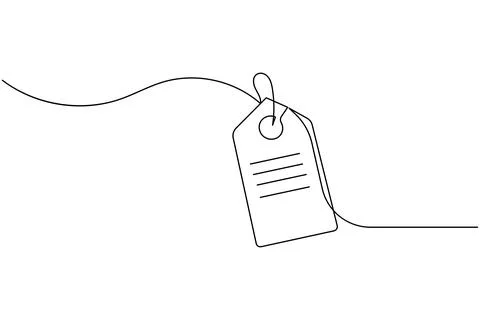 Price tag continuous one line drawing Stock Illustration