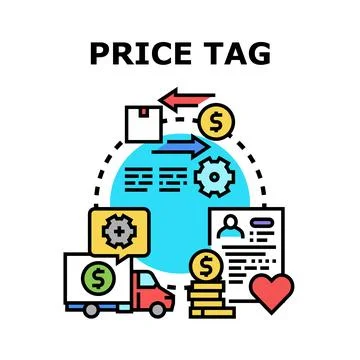 Price tag determining value in business trade Stock Illustration