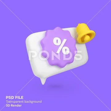 Price Tag with Discount Notification isolated 3d render icon illustration PSD Template