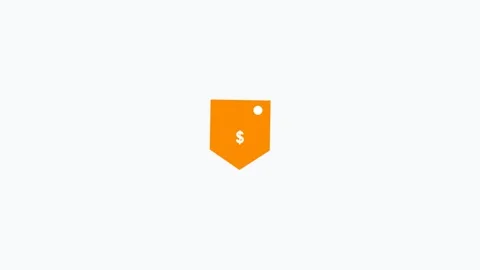 Price Tag flat design icon in orange color on white background seamless loop Stock Footage 342621591