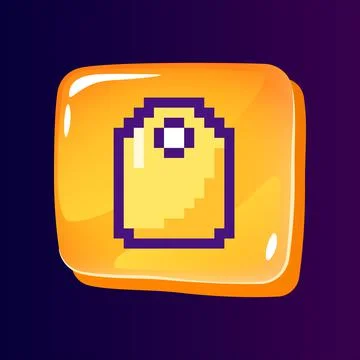 Price tag glossy ui button with pixelated color icon 스톡 일러스트