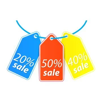 Price tag hang on the thread. Stock Illustration