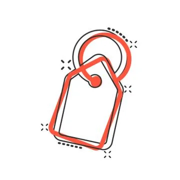 Price tag icon in comic style. Label cartoon vector illustration on white iso Illustrazione stock
