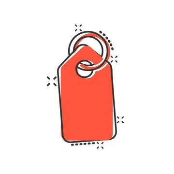 Price tag icon in comic style. Label cartoon vector illustration on white iso Illustrazione stock