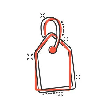Price tag icon in comic style. Label cartoon vector illustration on white iso Illustrazione stock