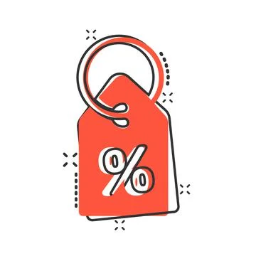 Price tag icon in comic style. Label cartoon vector illustration on white iso Illustrazione stock