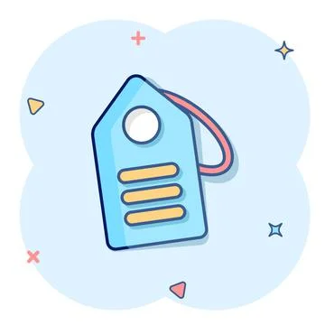 Price tag icon in comic style. Label cartoon vector illustration on white iso Illustrazione stock