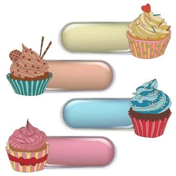 Price tag label with a cupcake. Write the text on top. Stock Illustration