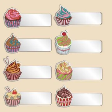 Price tag label with a cupcake. Write the text on top. Stock Illustration