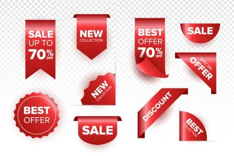 Price tag red ribbon vector Stock Photos