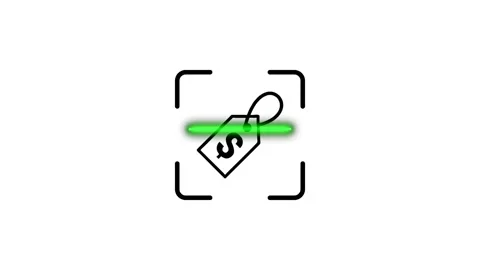 Price tag scan animation in a studio setting on a white background, represe.. Stock Footage 346498491