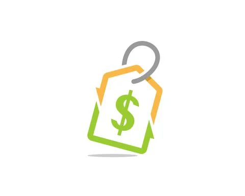 Price tag with upside down arrow connection logo Stock Illustration