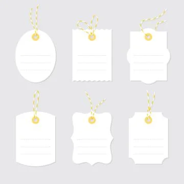 Price tags and gift cards lines for text tied up with baker twine bows 库存插图