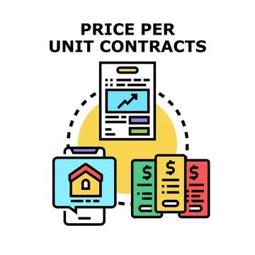 Price per unit contracts evaluating real estate value Stock Illustration