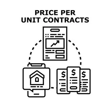 Price per unit contracts evaluating real estate value Stock Illustration