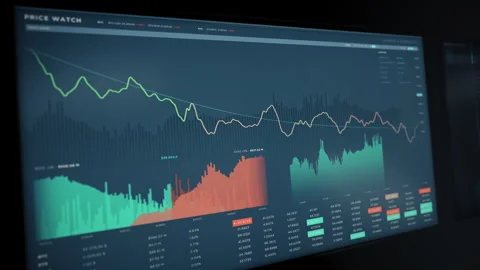 Price Watch Software Shows Decline In Financial Investment By Banking Analysis Stock Footage 271138103