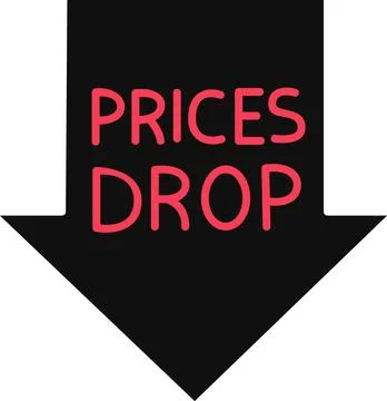 Prices drop down arrow sign commercial graphic 库存插图