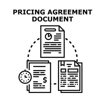 Pricing agreement document concept with business papers Stock Illustration