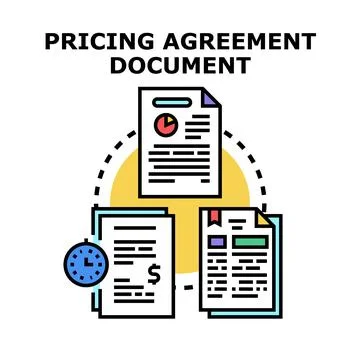Pricing agreement document concept with business papers Stock Illustration