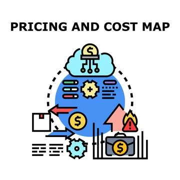 Pricing and cost map concept with financial data management 库存插图