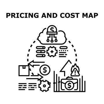 Pricing and cost map concept with financial data management Stock Illustration