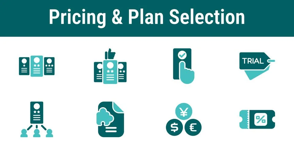 Pricing And Plan Selection Icons Set Stock Illustration