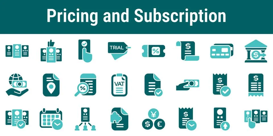 Pricing And Subscription Billing Workflow Icons Set 스톡 일러스트