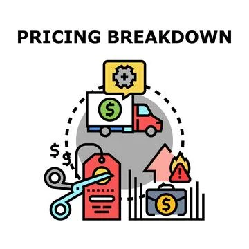 Pricing breakdown analysis calculating business costs concept 库存插图