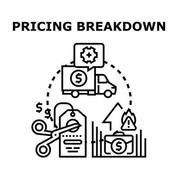 Pricing breakdown analysis calculating business costs concept 库存插图