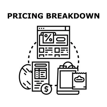 Pricing breakdown and cost analysis for online business 스톡 일러스트