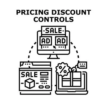 Pricing discount controls managing marketing and sales strategy Stock Illustration
