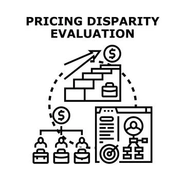 Pricing disparity evaluation analyzing cost differences 스톡 일러스트