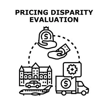 Pricing disparity evaluation of global market values Stock Illustration