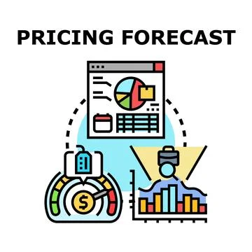 Pricing forecast concept with data analysis and market research Stock Illustration