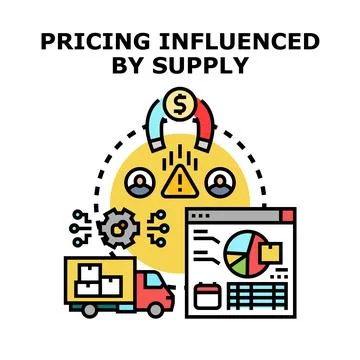 Pricing influenced by supply and demand analyzing business data Stock Illustration