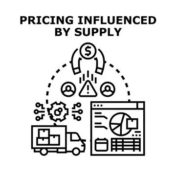 Pricing influenced by supply and demand analyzing business data Stock Illustration