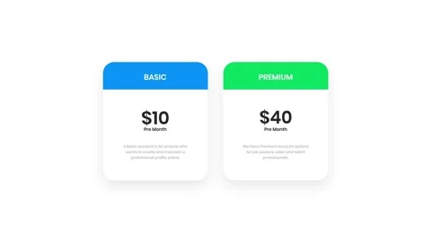 Pricing Plan Options for Basic and Premium Subscription Services with Month.. Stock Footage 341922499