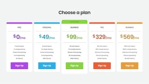 Pricing plans and tables for web and application. Template internet banner with Stock Illustration