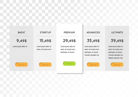 Pricing plans template Stock Illustration