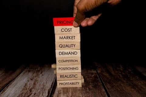 Pricing Strategy Blocks Stockfoto's