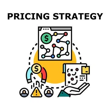 Pricing strategy concept determining value and market position Stock Illustration